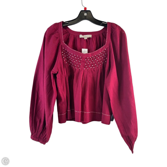 Top Long Sleeve By Loft In Red, Size: S