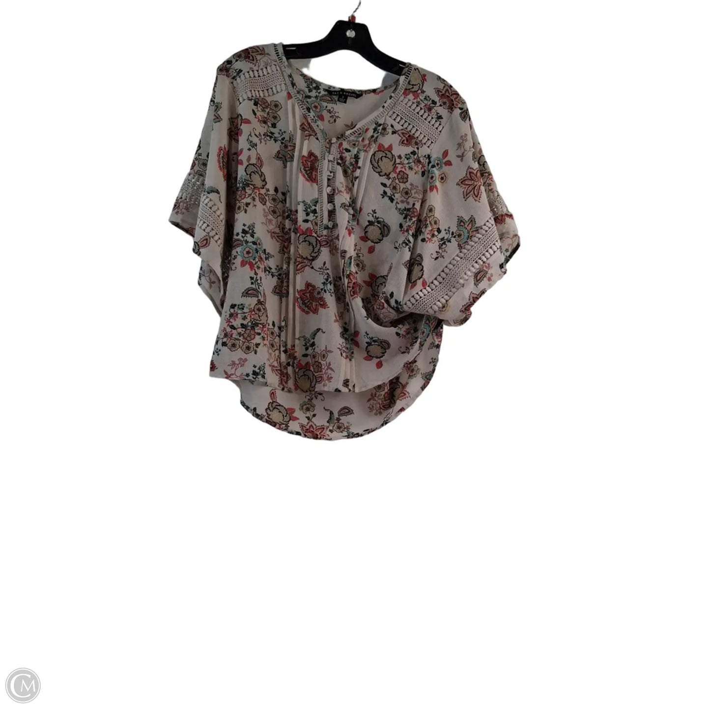 Top Short Sleeve By Zac And Rachel In Blue & Tan, Size: S