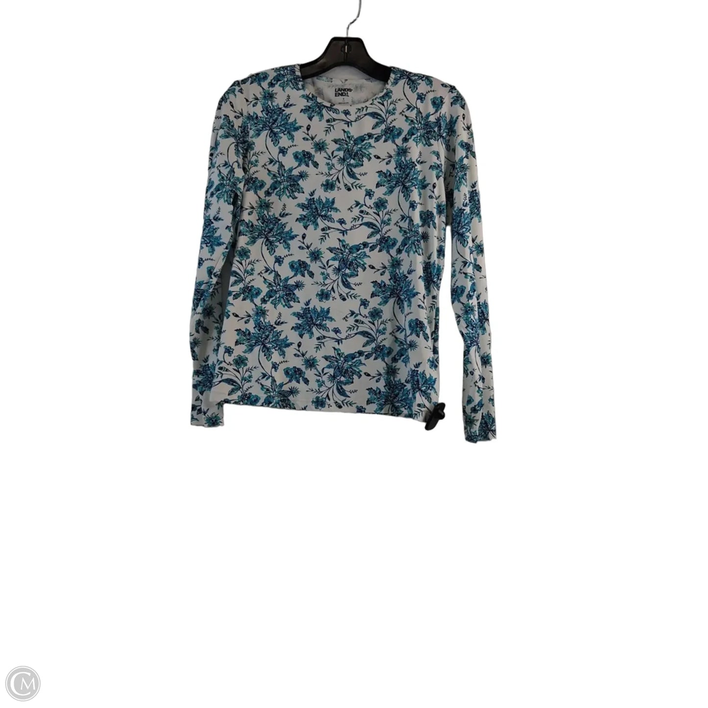 Athletic Top Long Sleeve Crewneck By Lands End In Blue & White, Size: S