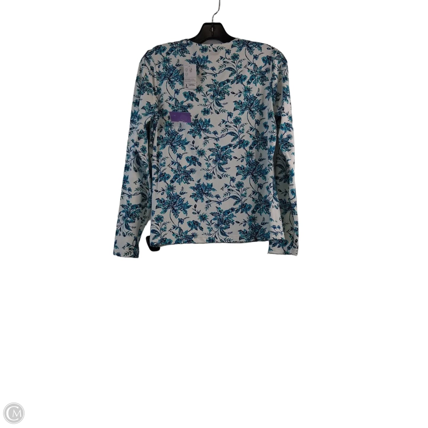 Athletic Top Long Sleeve Crewneck By Lands End In Blue & White, Size: S