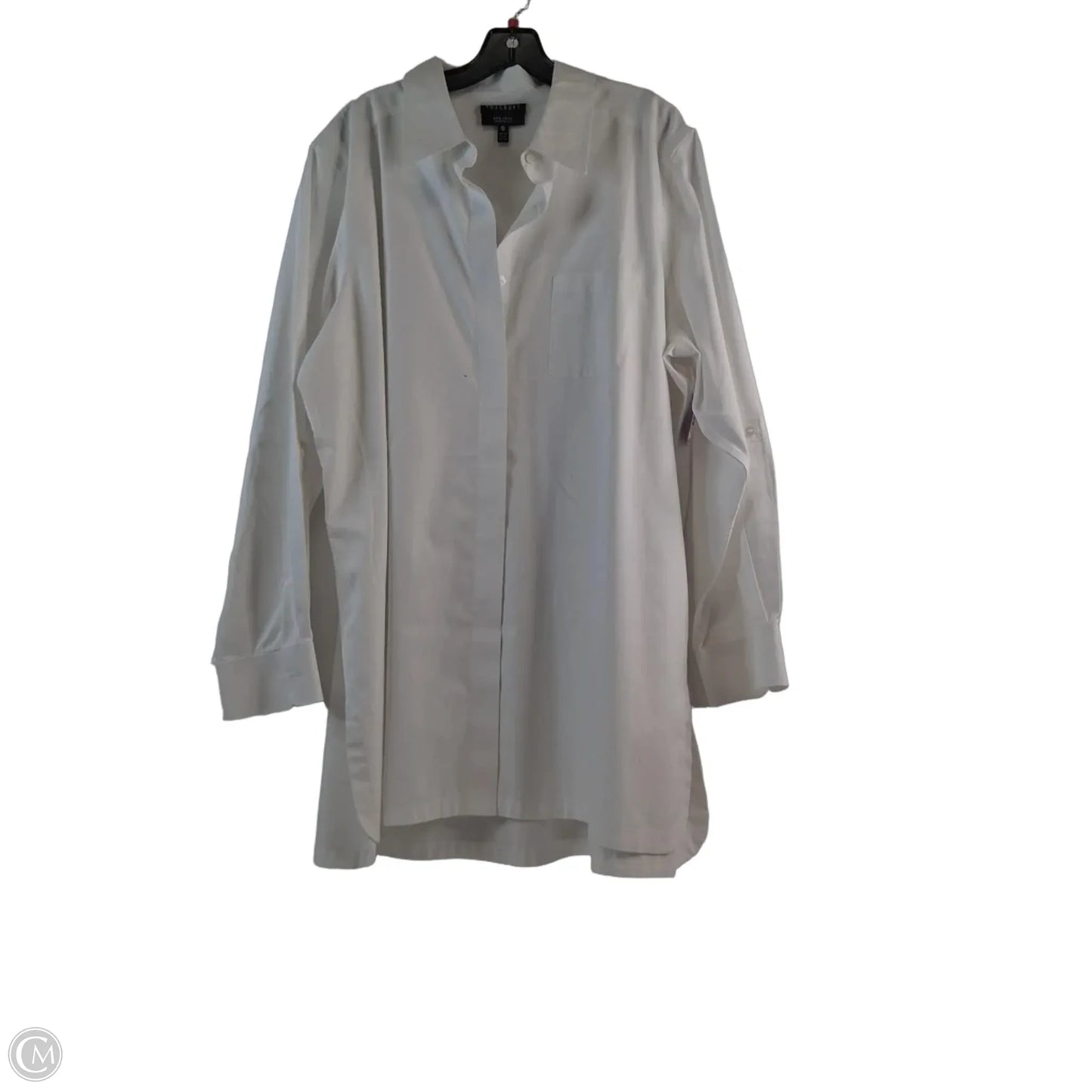 Tunic Long Sleeve By Foxcroft In White, Size: 2x