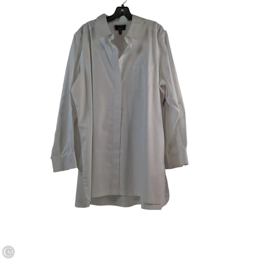 Tunic Long Sleeve By Foxcroft In White, Size: 2x