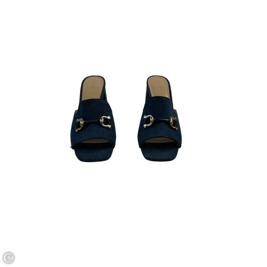 Sandals Heels Block By Ann Taylor In Blue Denim, Size: 8