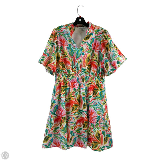 Dress Casual Midi By Thml In Green & Pink, Size: Xl