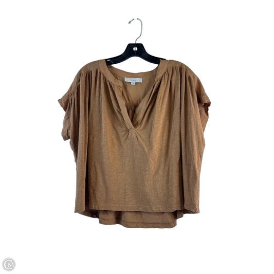 Top Short Sleeve By Loft In Brown, Size: S