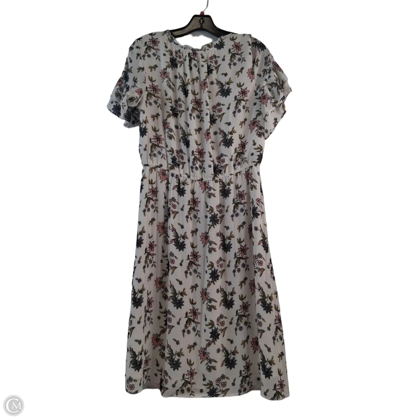 Dress Casual Midi By Loft In Pink & White, Size: M