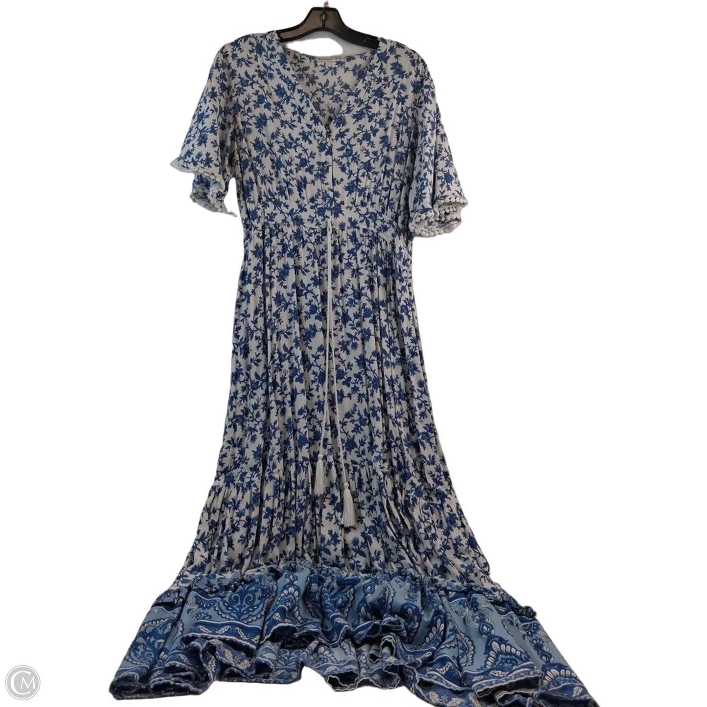 Dress Casual Maxi By Clothes Mentor In Blue & White, Size: L