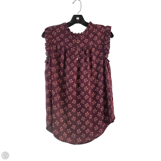 Top Short Sleeve By Loft In Maroon, Size: M