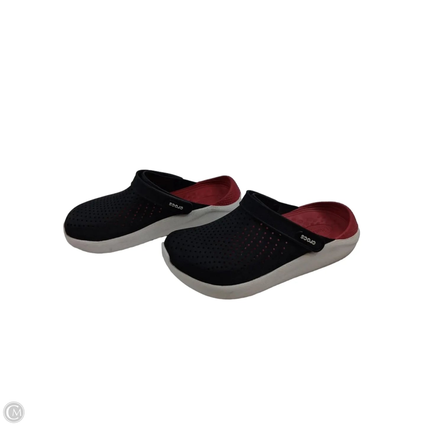 Shoes Flats By Crocs In Black & Red, Size: 8