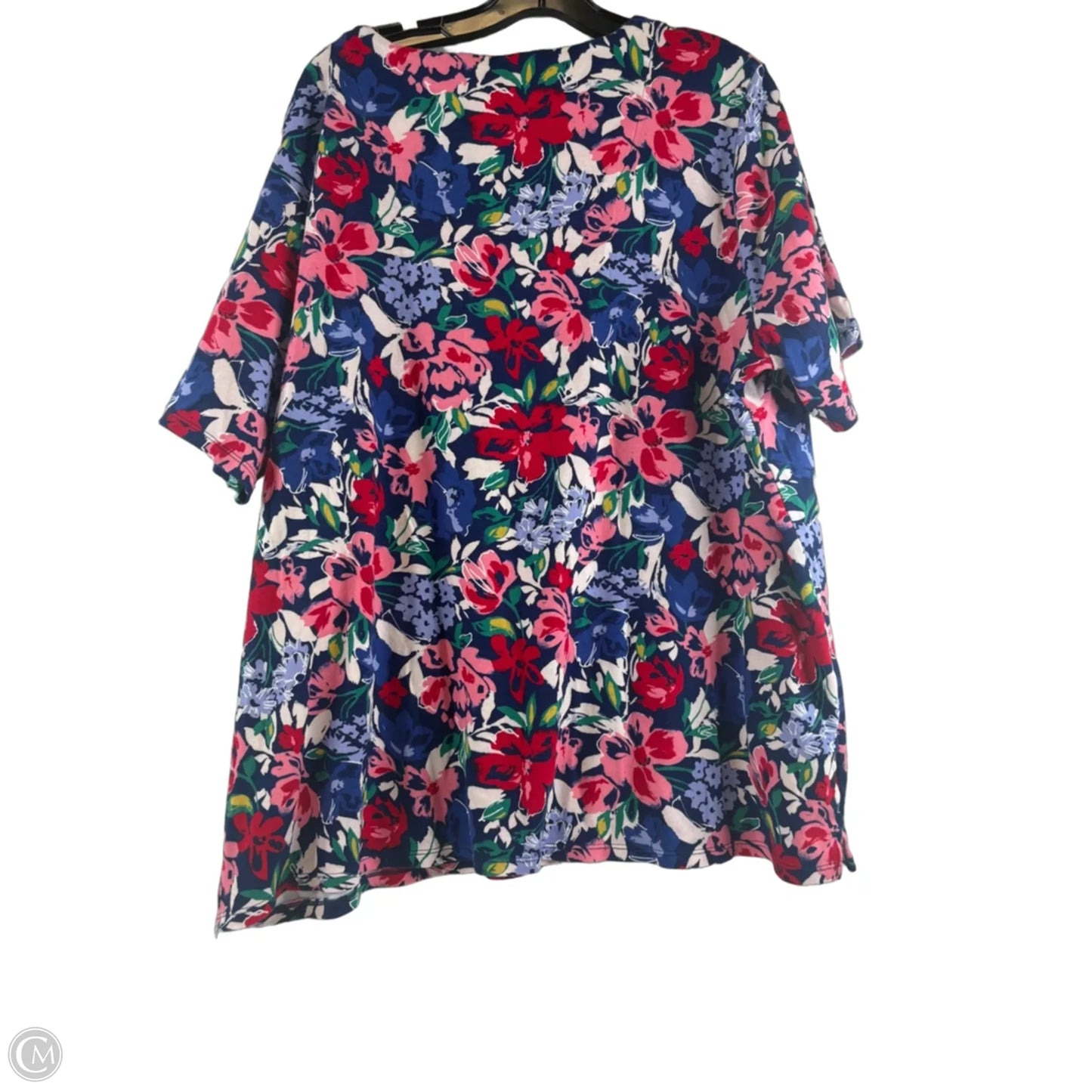 Top Short Sleeve Basic By Croft And Barrow In Blue & Red & White, Size: 3x