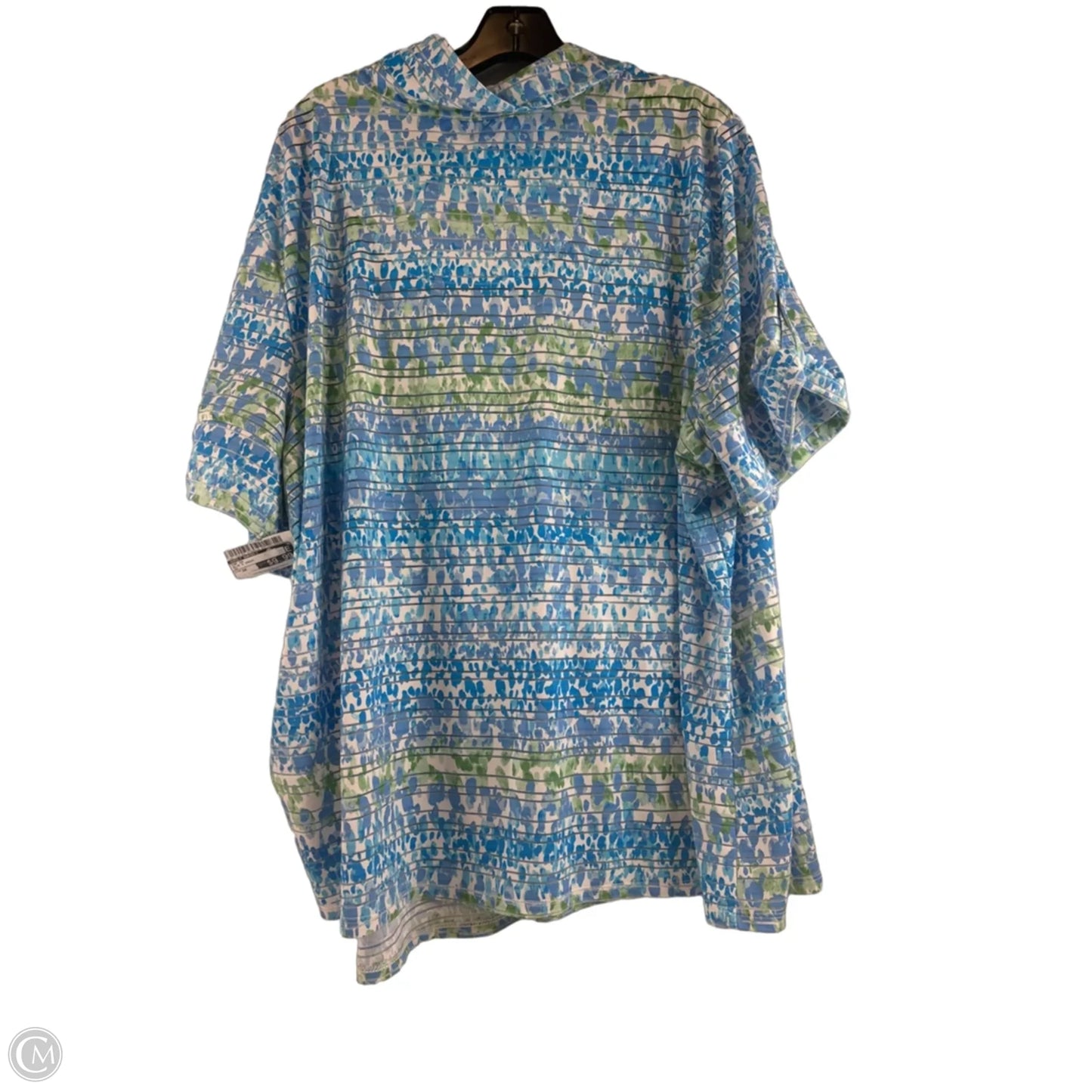 Top Short Sleeve By Emily Daniels In Blue & Green, Size: 3x