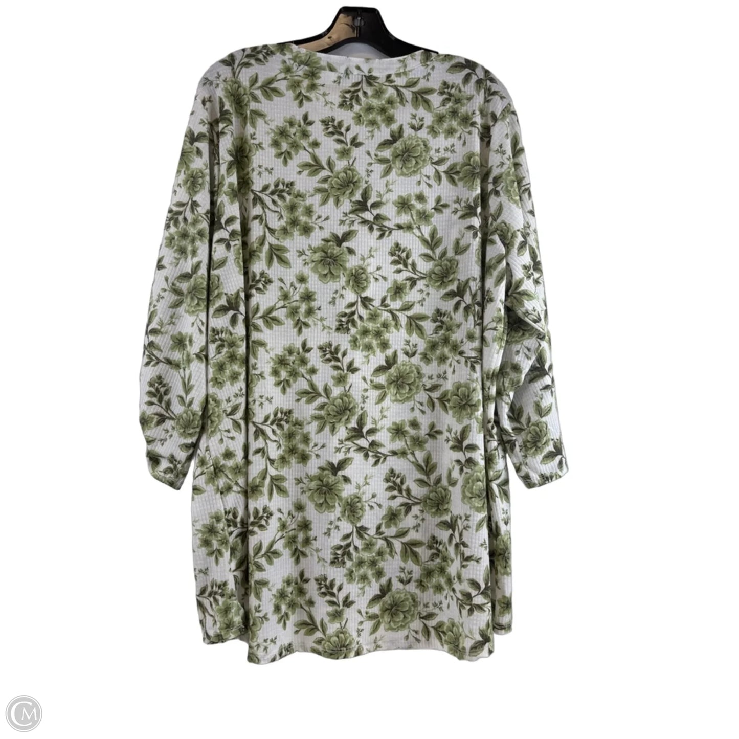 Top Short Sleeve By Emily Daniels In Green & White, Size: 2x