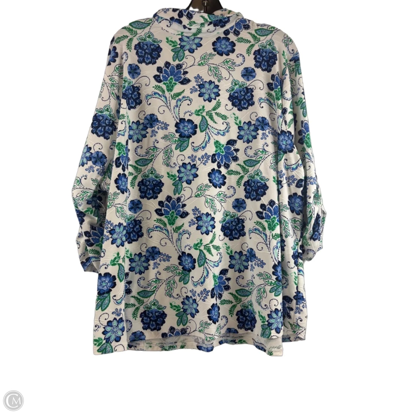 Top Short Sleeve By Emily Daniels In Blue & Green, Size: 3x