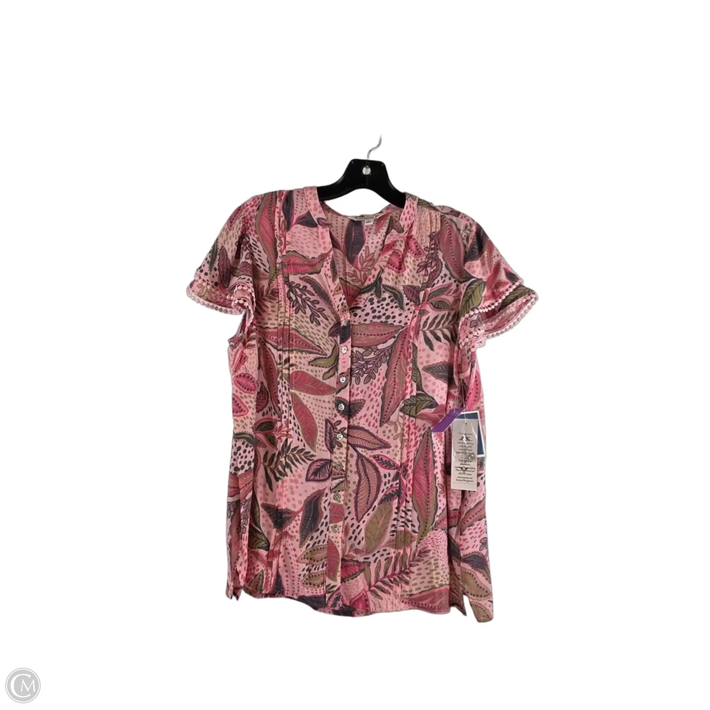 Top Short Sleeve By Nanette By Nanette Lepore In Green & Pink, Size: M