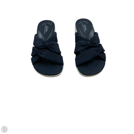 Sandals Heels Wedge By Clarks In Blue & White, Size: 6