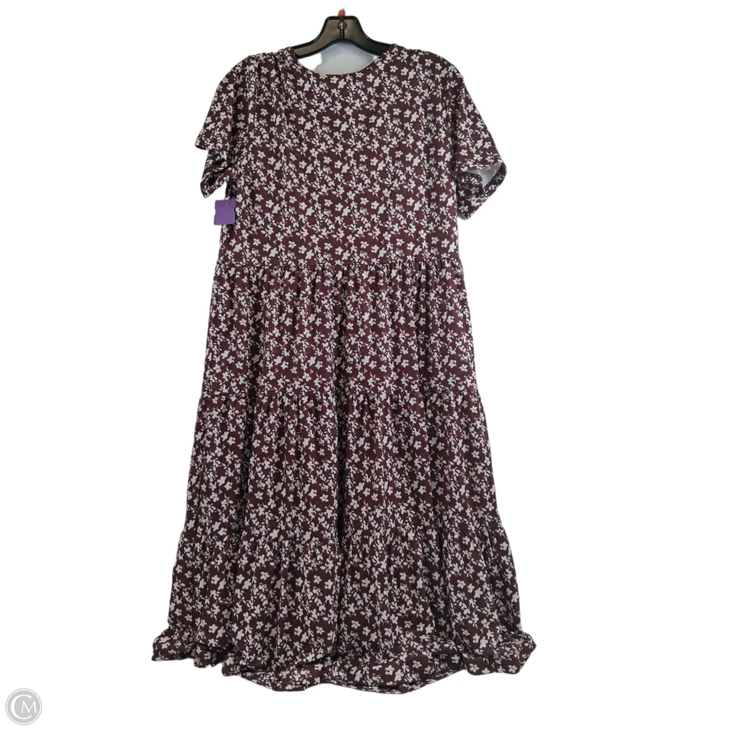 Dress Casual Midi By Clothes Mentor In Brown & Cream, Size: L