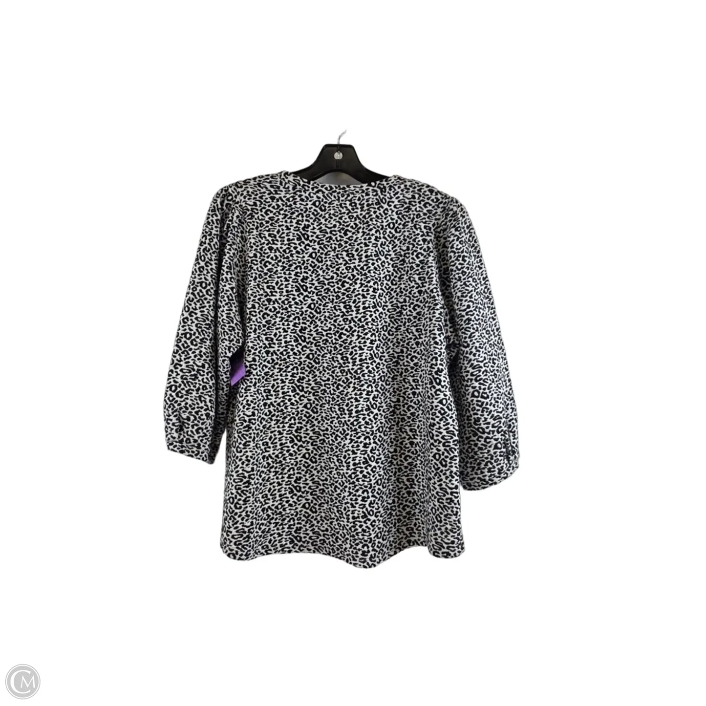 Top 3/4 Sleeve By Chicos In Black & White, Size: L