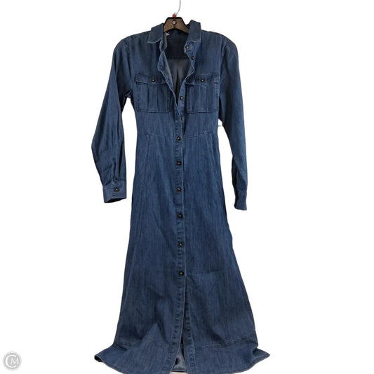 Dress Casual Midi By Loft In Blue Denim, Size: Xsp