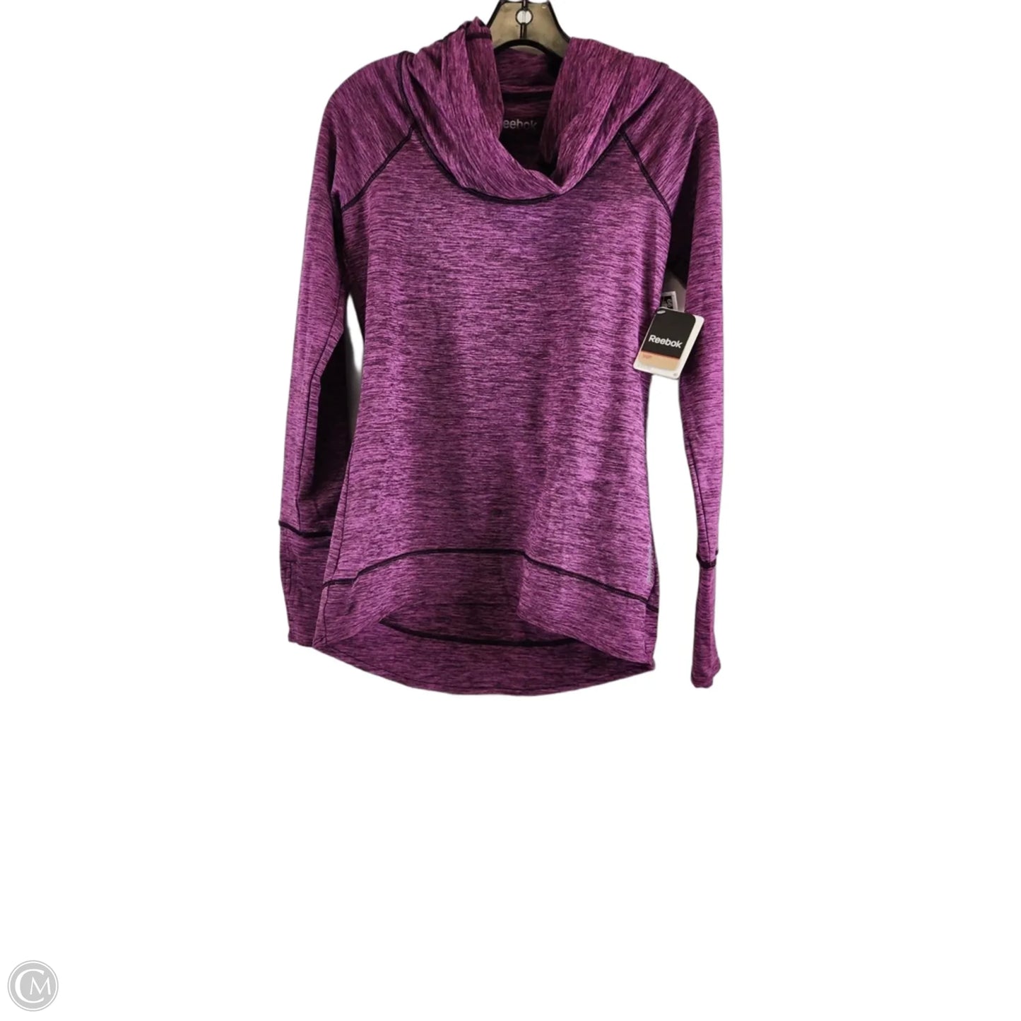 Athletic Top Long Sleeve Collar By Reebok In Purple, Size: S