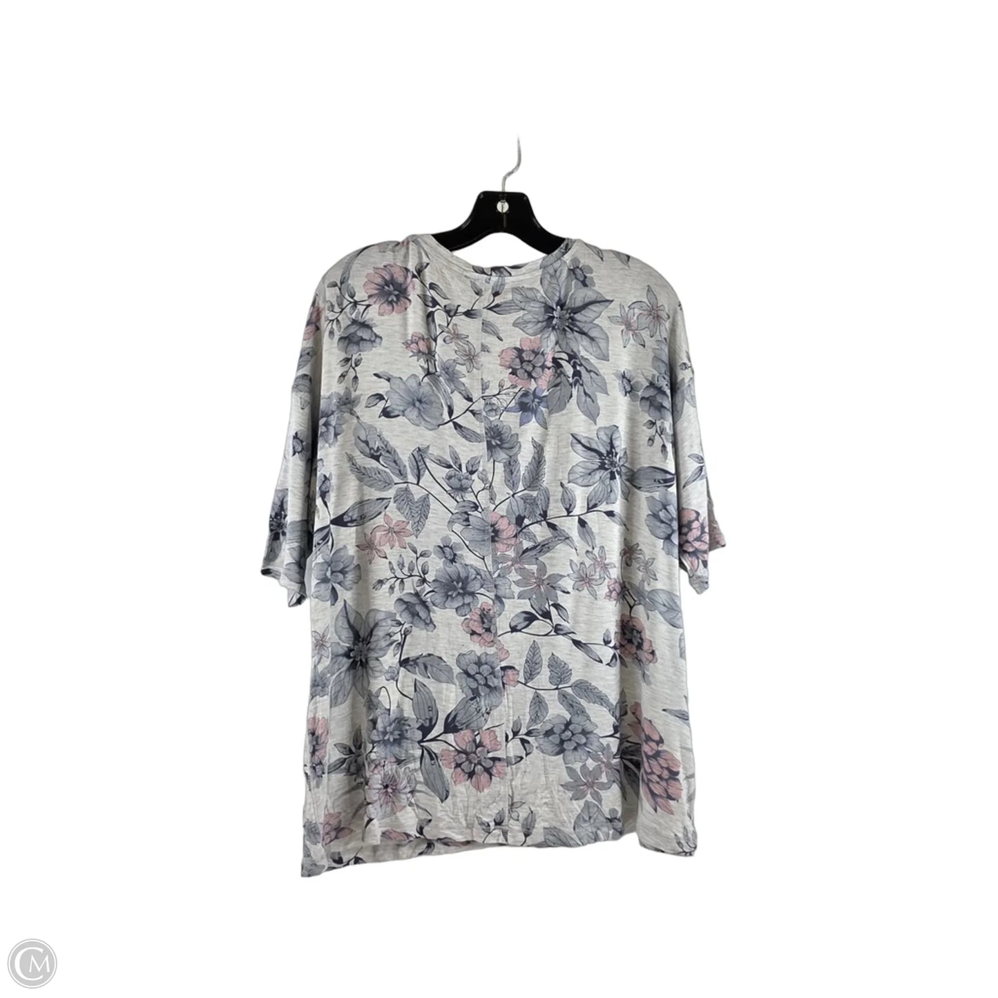 Top Short Sleeve By Grace In Grey & Pink, Size: S