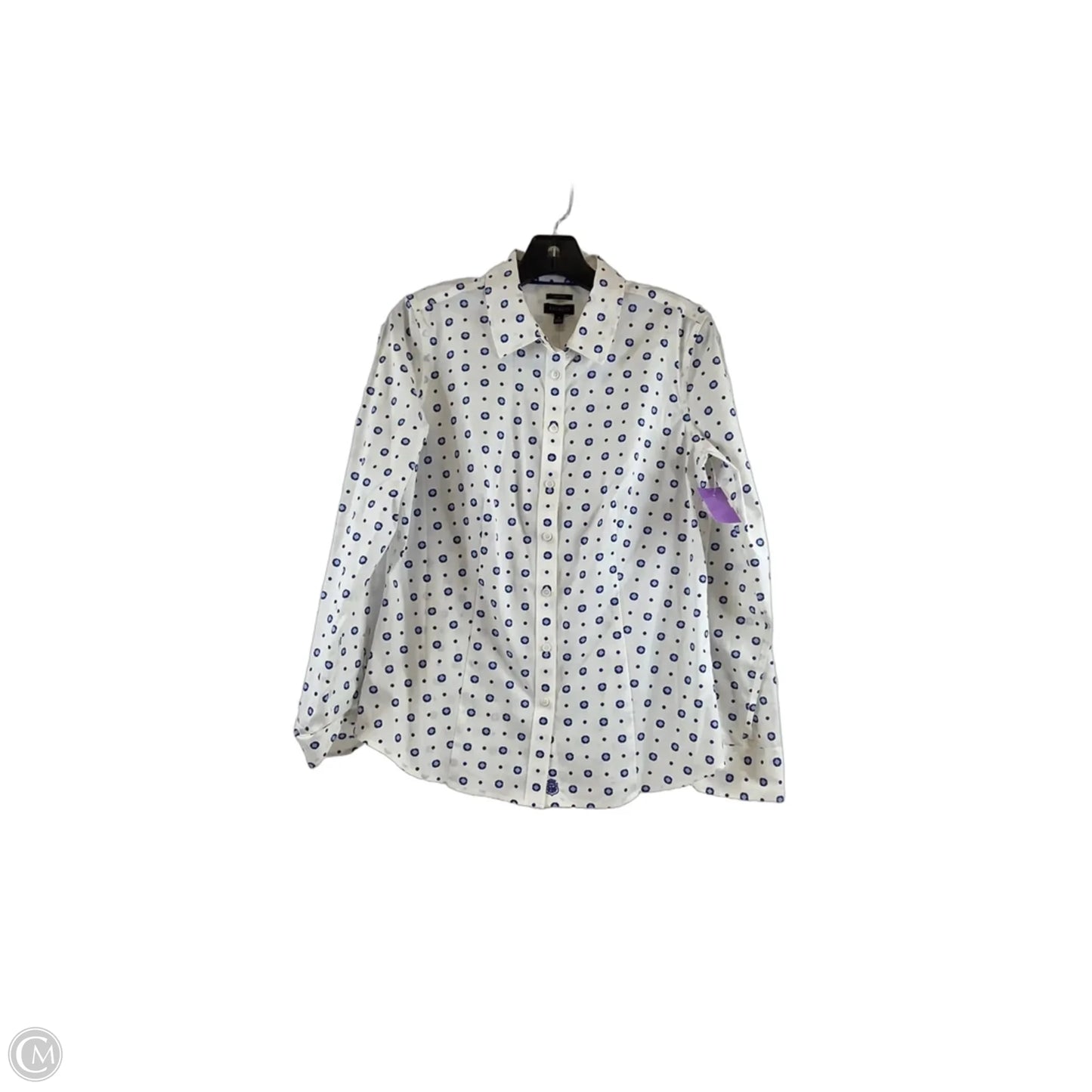Top Long Sleeve By Talbots In Blue & White, Size: S