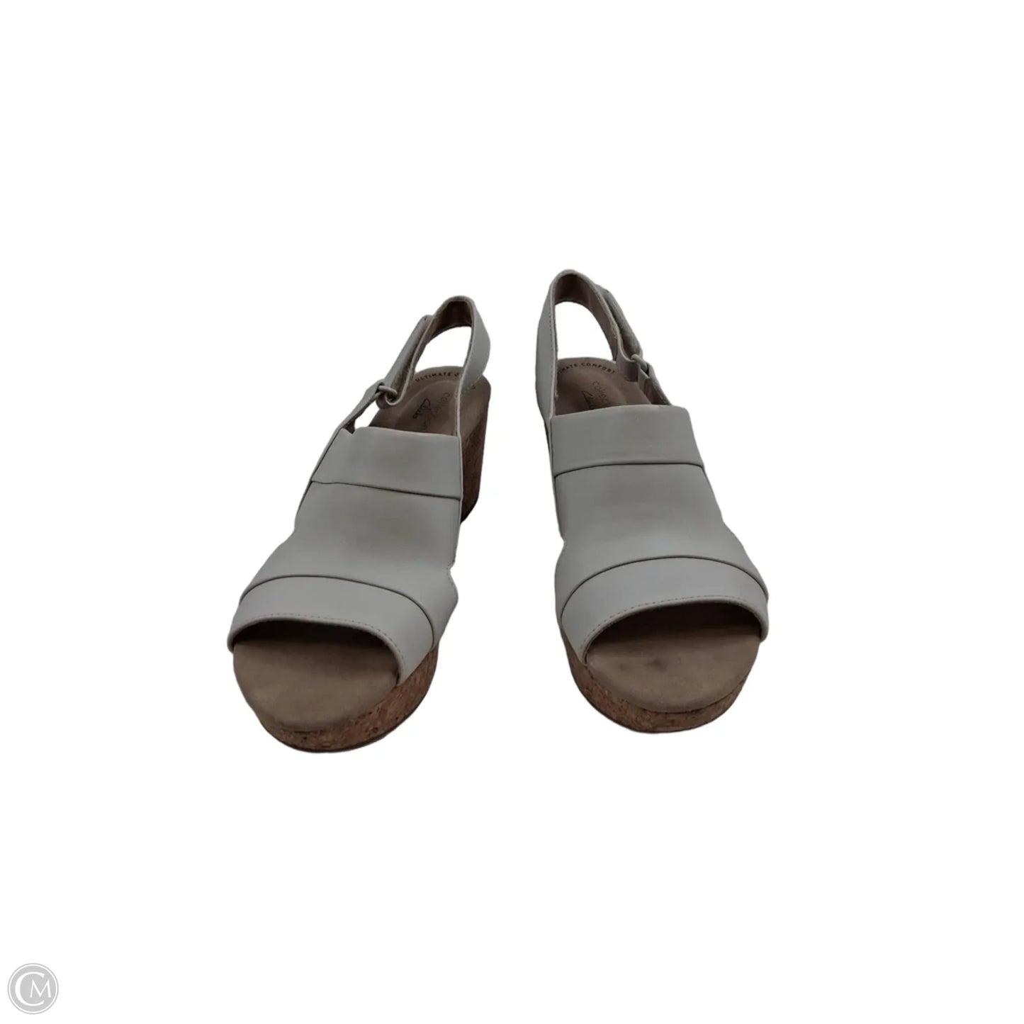 Sandals Heels Wedge By Clarks In White, Size: 8.5