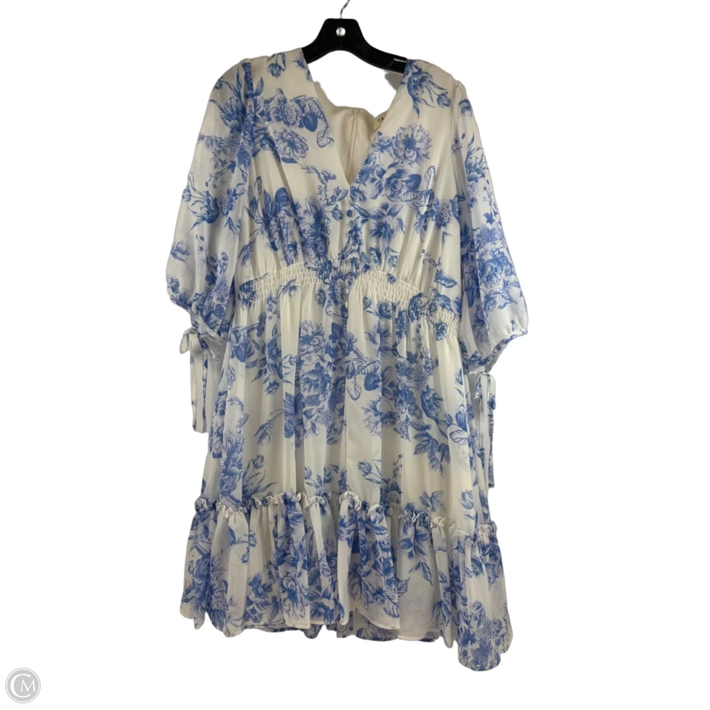 Dress Casual Midi By Taylor In Blue & White, Size: Xl