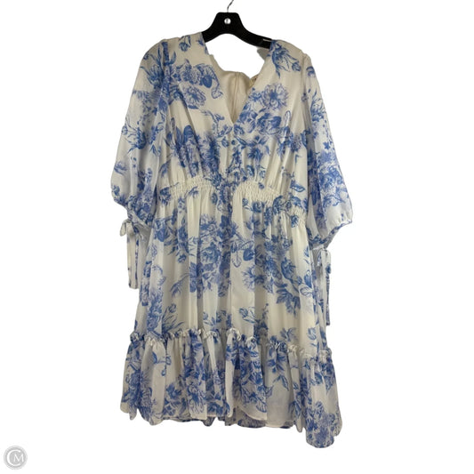 Dress Casual Midi By Taylor In Blue & White, Size: Xl