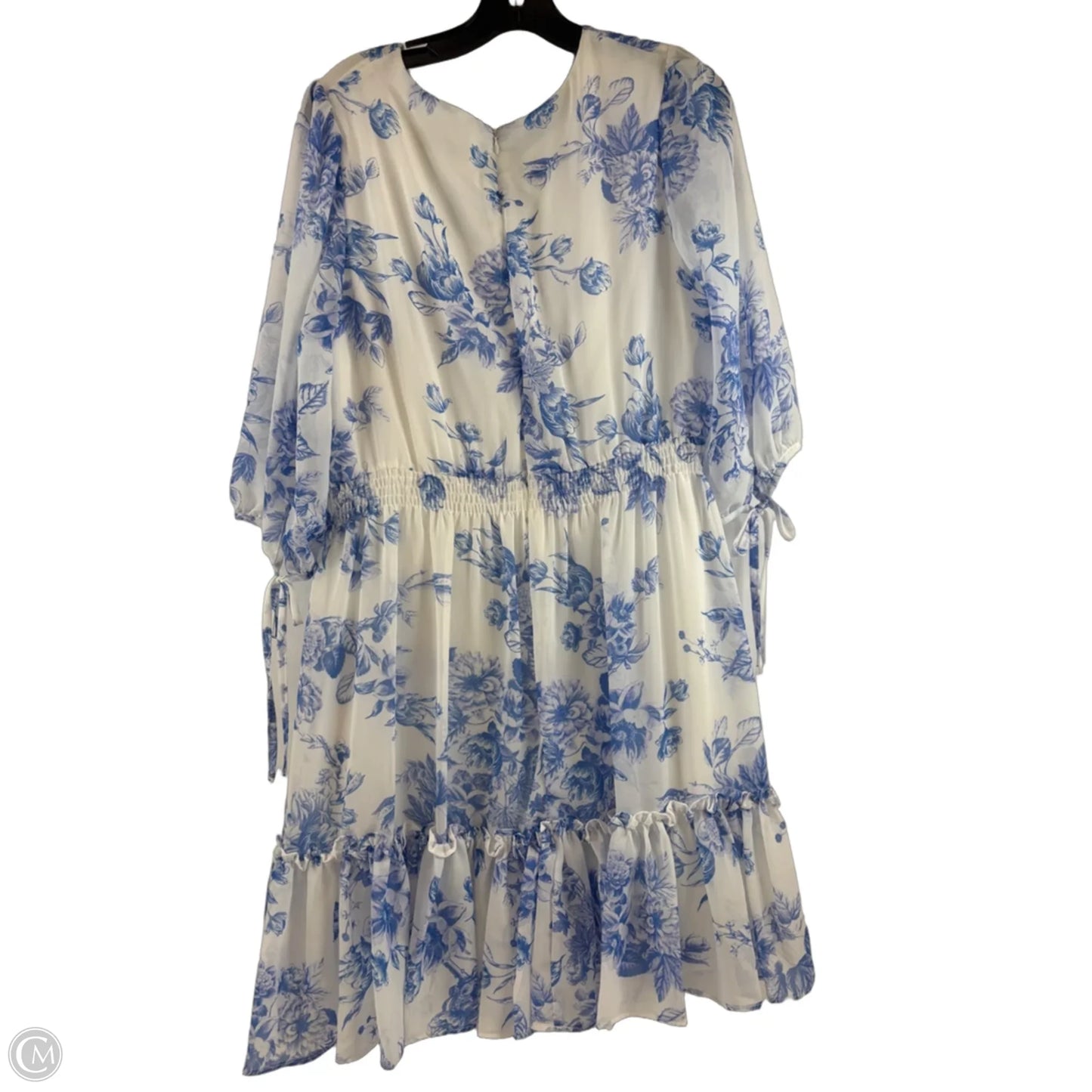 Dress Casual Midi By Taylor In Blue & White, Size: Xl