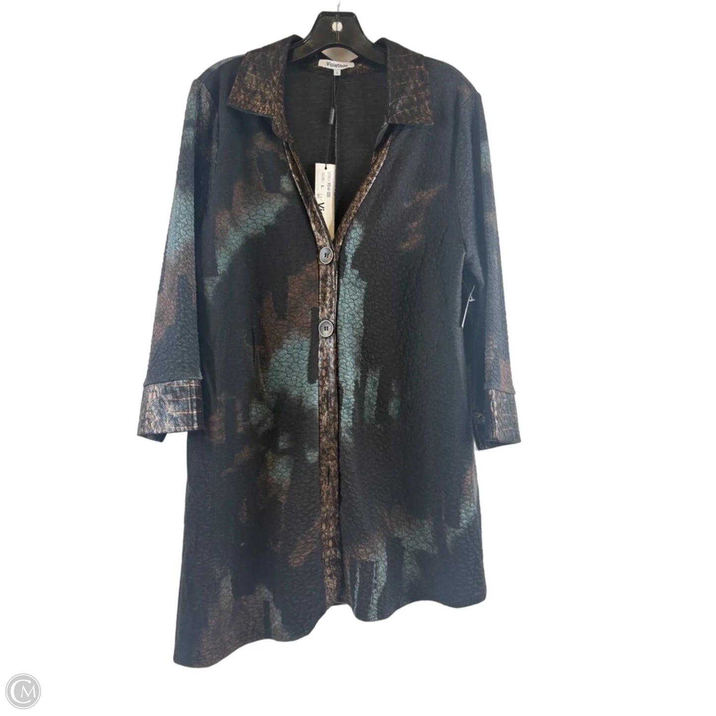 Blazer By Clothes Mentor In Black & Blue, Size: L