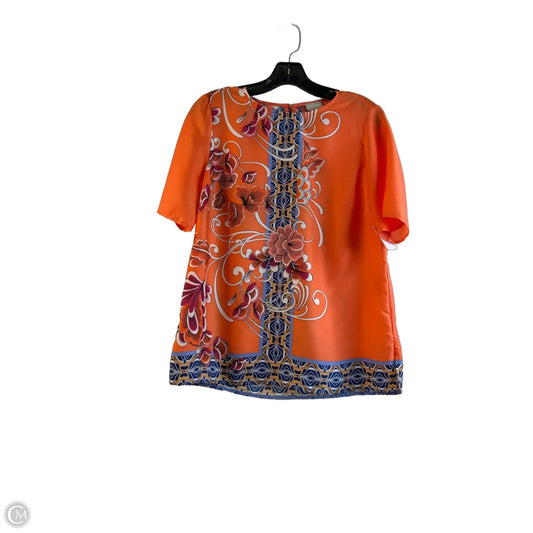 Top Short Sleeve By Chicos In Orange & White, Size: S