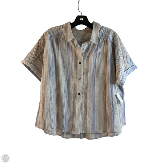 Top Short Sleeve By Mod Ref In Blue & Tan, Size: L