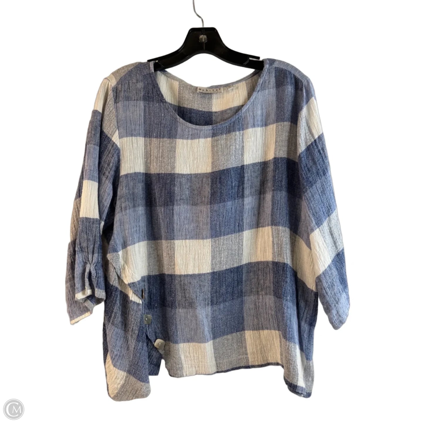 Top Long Sleeve By Habitat In Blue & White, Size: S