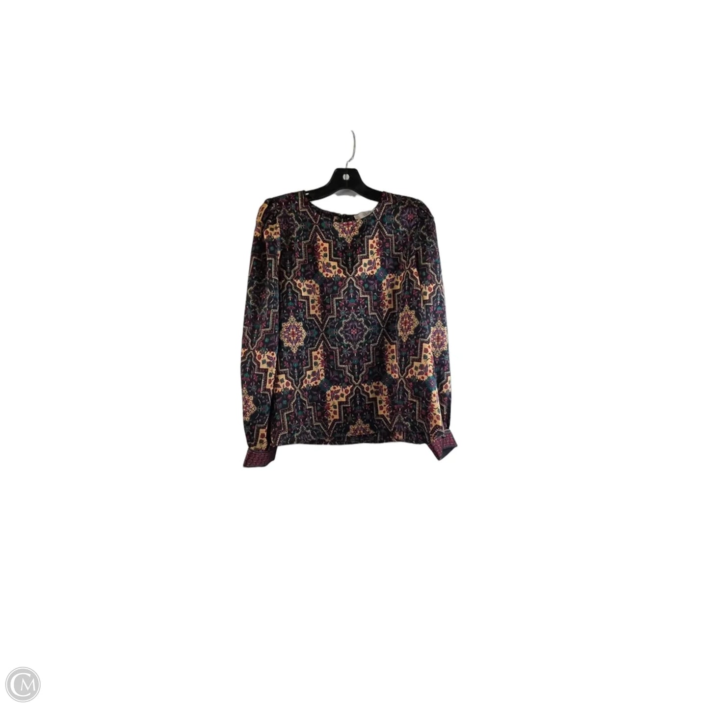 Top Long Sleeve By Loft In Black & Purple, Size: Lp