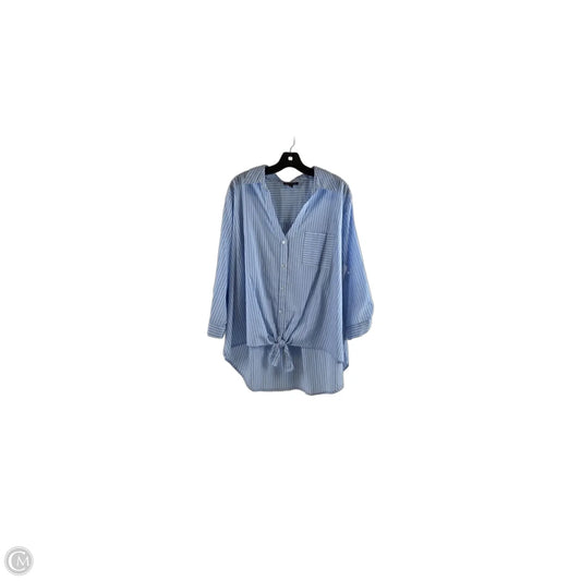 Top Long Sleeve By Fortune & Ivy In Blue & White, Size: 2x