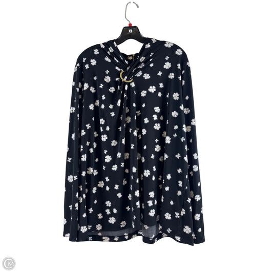 Top Long Sleeve By Liz Claiborne In Black & White, Size: 2x