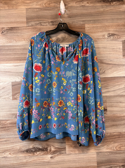 Floral Print Top Long Sleeve Clothes Mentor, Size Xl