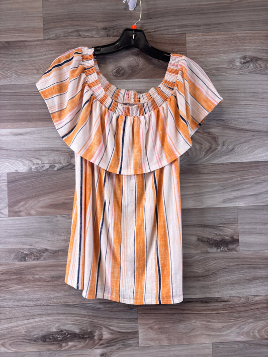 Orange & White Top Short Sleeve Lc Lauren Conrad, Size L