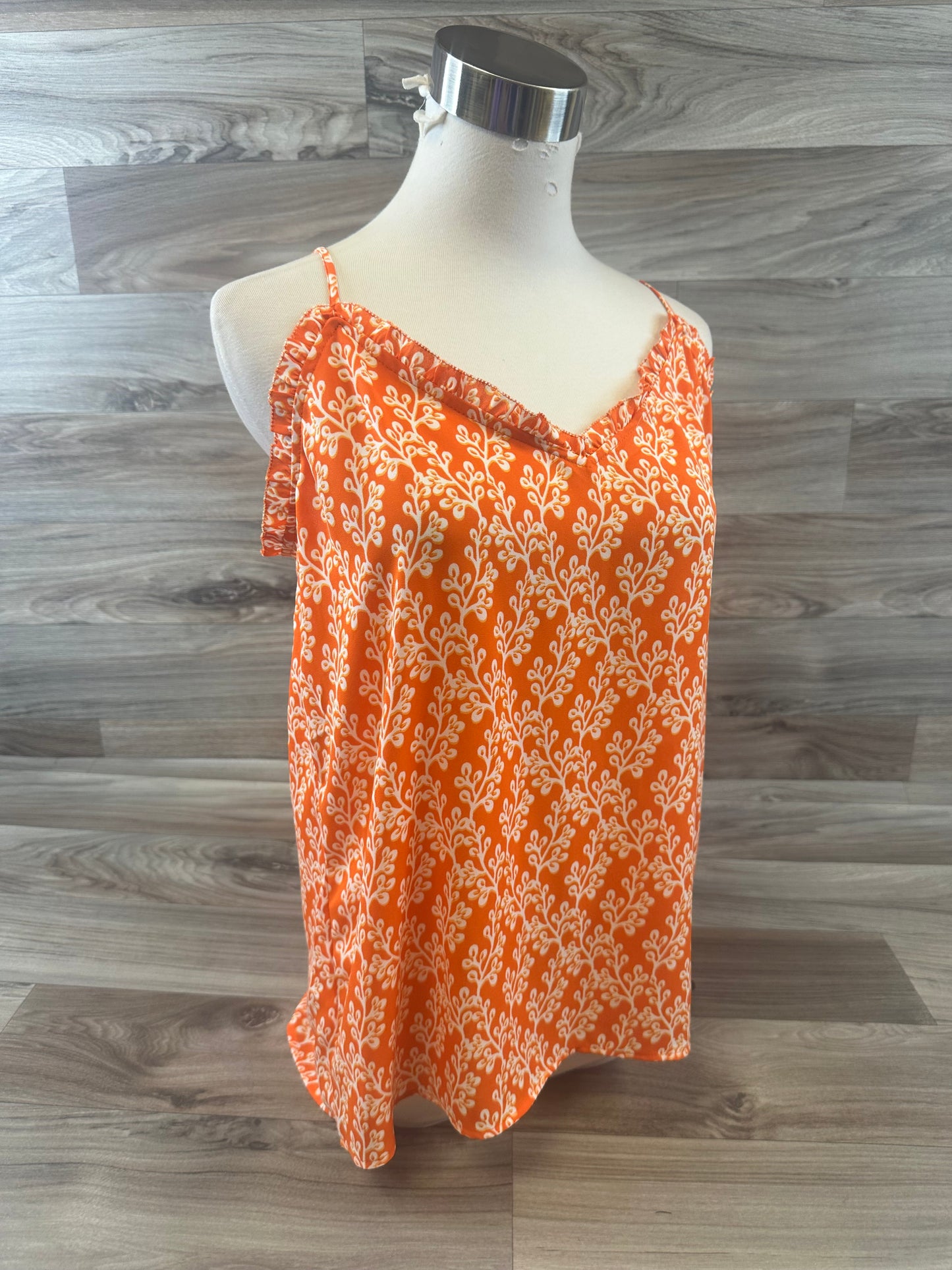 Top Cami By Loft In Orange & White, Size: M