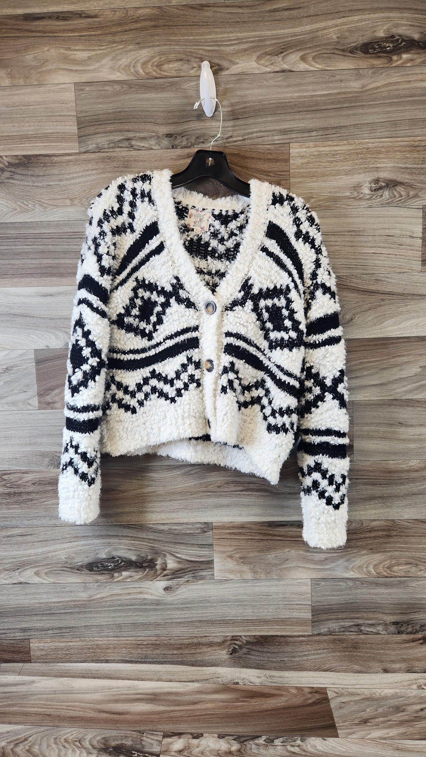 Sweater Cardigan By Hippie Rose In Black & White, Size: Xs