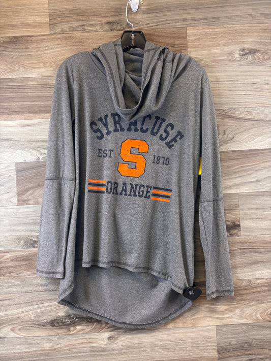 Athletic Top Long Sleeve Hoodie By Cme In Grey & Orange, Size: L