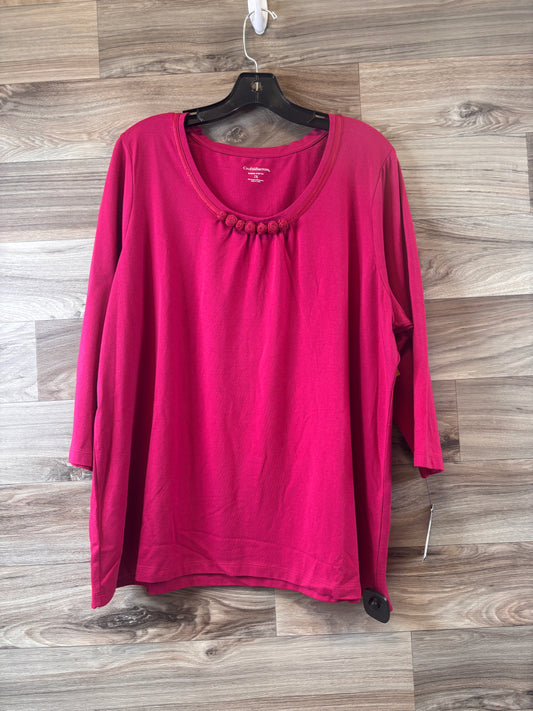 Top Long Sleeve Basic By Croft And Barrow In Pink, Size: 2x