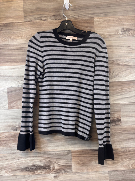 Top Long Sleeve By Philosophy In Black & Grey, Size: L