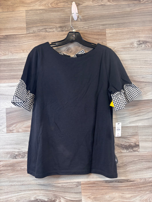 Top Short Sleeve Basic By Talbots In Black & White, Size: Mp