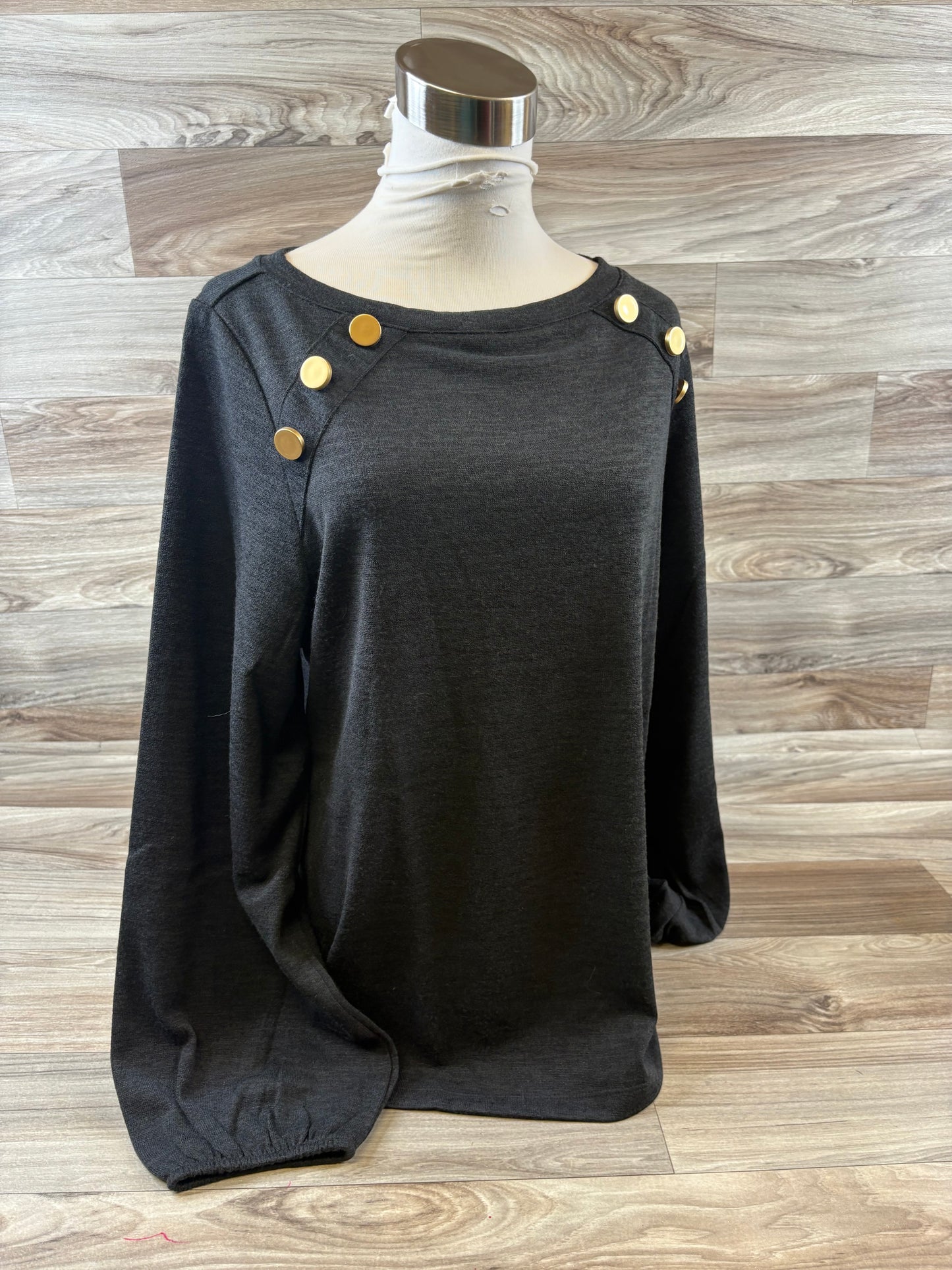 Top Long Sleeve Basic By Eloquii In Black, Size: 3x