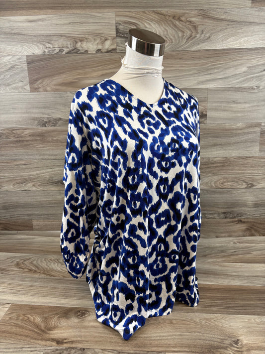 Top Long Sleeve By Chicos In Blue & White, Size: L