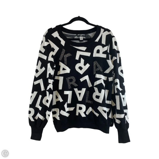 Sweater Cardigan Designer By Karl Lagerfeld In Black & White, Size: Xs