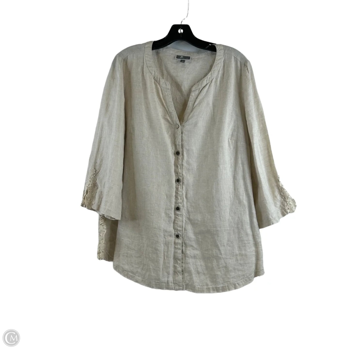 Top 3/4 Sleeve By Jm Collections In Beige, Size: Xl