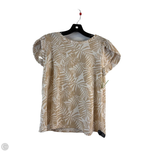 Top Short Sleeve By Loft In Cream & Tan, Size: M