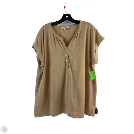 Top Short Sleeve By Loft In Tan, Size: Xl